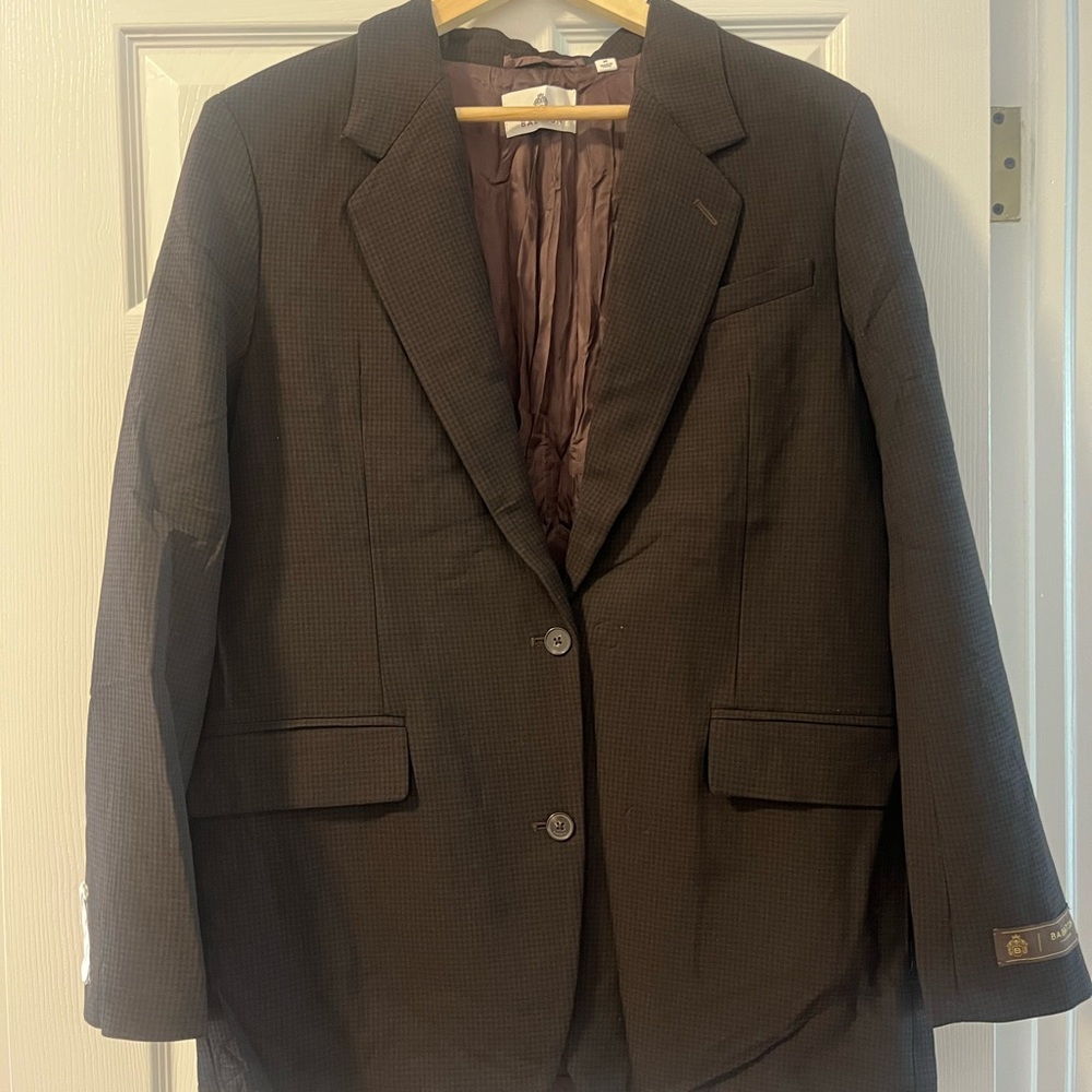NWT Babaton Chocolate & Black Gingham New Agency Blazer